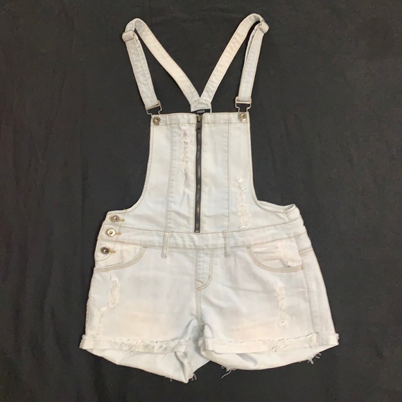 Distressed Denim Overalls - Picture 1 of 5